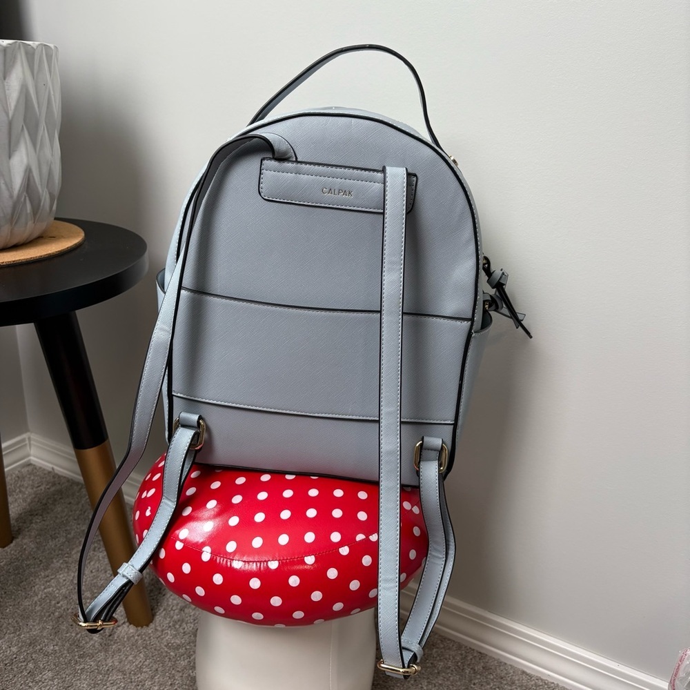 CALPAK Kaya Faux Leather Light Blue Backpack - Picture 7 of 13
